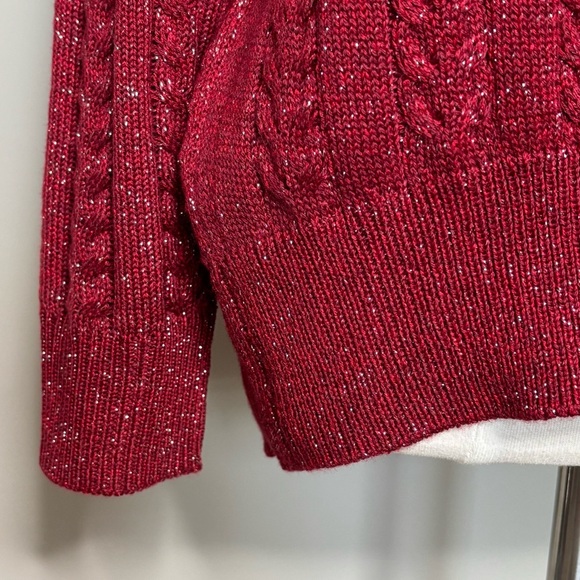Athleta Crossroads Crew Neck Wool Blend Pullover Sweater Decadent Red Metallic M - Picture 5 of 15